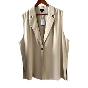 J Jill Wearever NEW Blazer Vest In Dark Oatmeal Size 2X